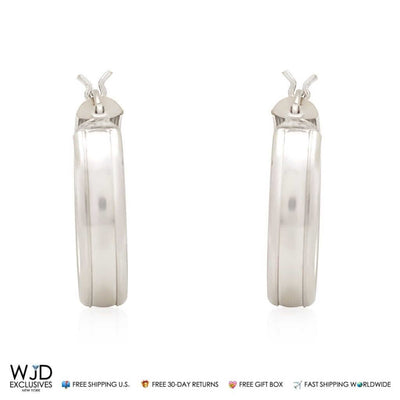 14K White Gold Classic 21mm Hoop Earrings