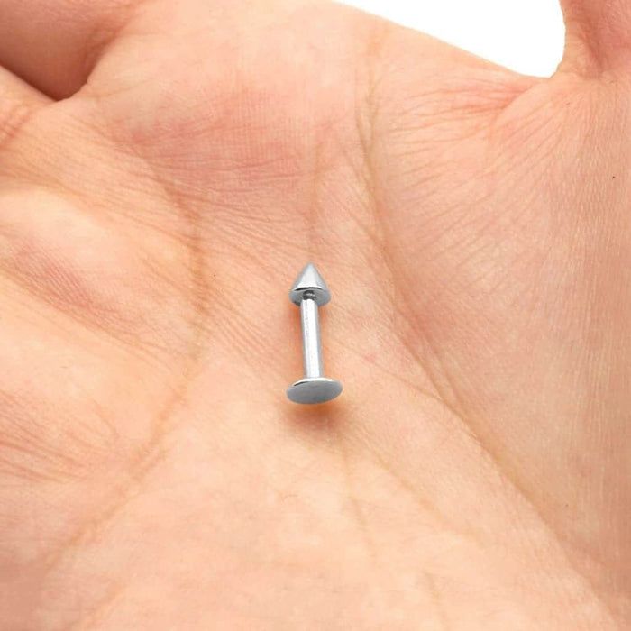 14K White Gold Piercing Spike Stud 14G Lip Ring