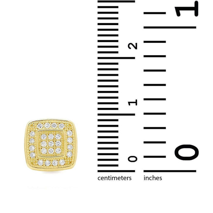 14K Yellow Gold 0.60Ct CZ Square Stud Push Back Earrings