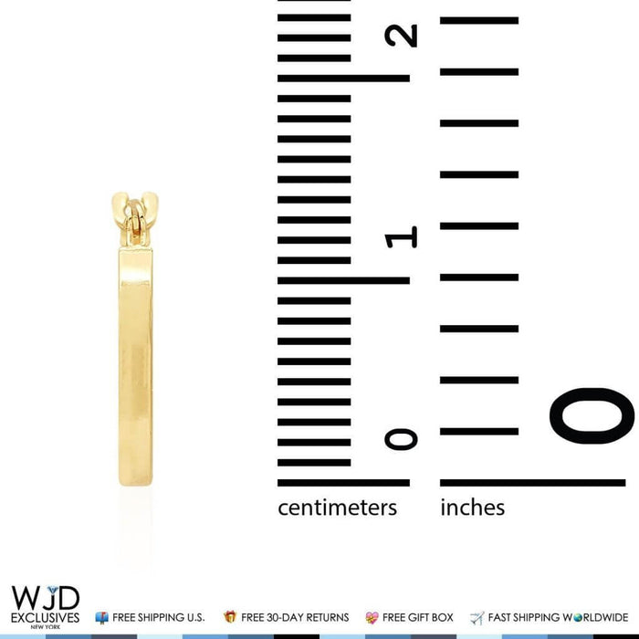 14K Yellow Gold 14mm Diamond-Cut Snap Closure Hoop Earrings