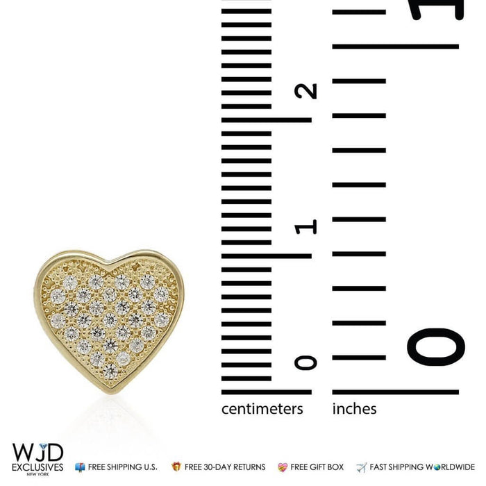 1CTW CZ 14K Yellow Gold Heart Cluster Stud Earrings 10mm