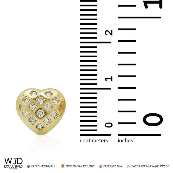 14k Yellow Gold White Gold Pave CZ Heart Stud Push Back Earrings