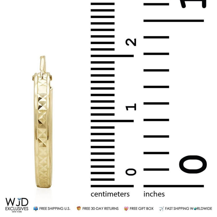 14K Yellow Gold 2.5mm Diamond-Cut Hoop Earrings 18mm