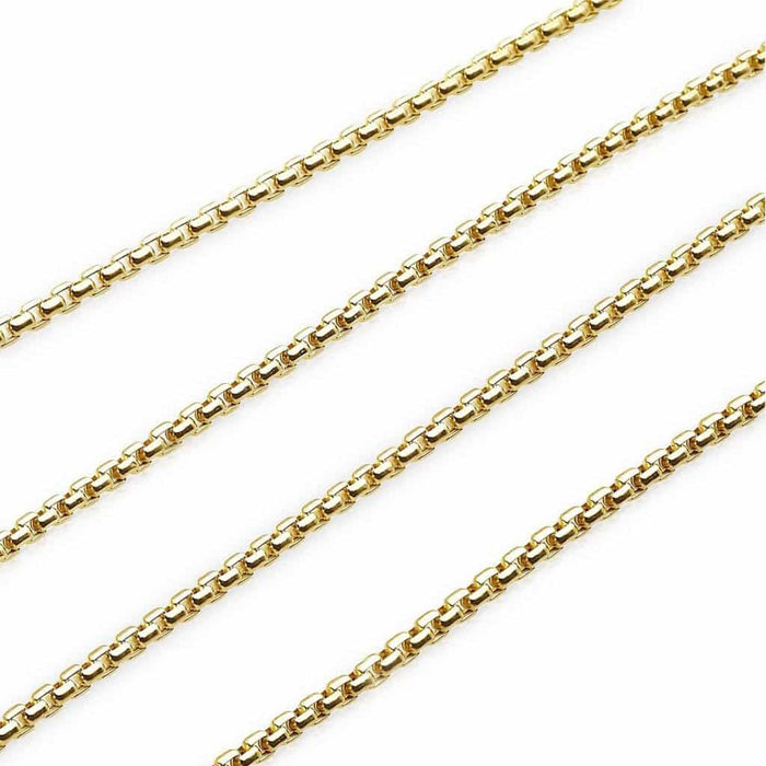 14K Yellow Gold 2mm Round Box Chain (Solid Links) 18"-26"