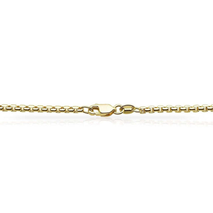 14K Yellow Gold 2mm Round Box Chain (Solid Links) 18"-26"