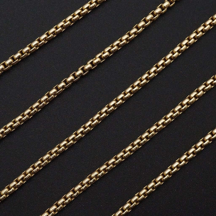 14K Yellow Gold 2mm Round Box Chain (Solid Links) 18"-26"
