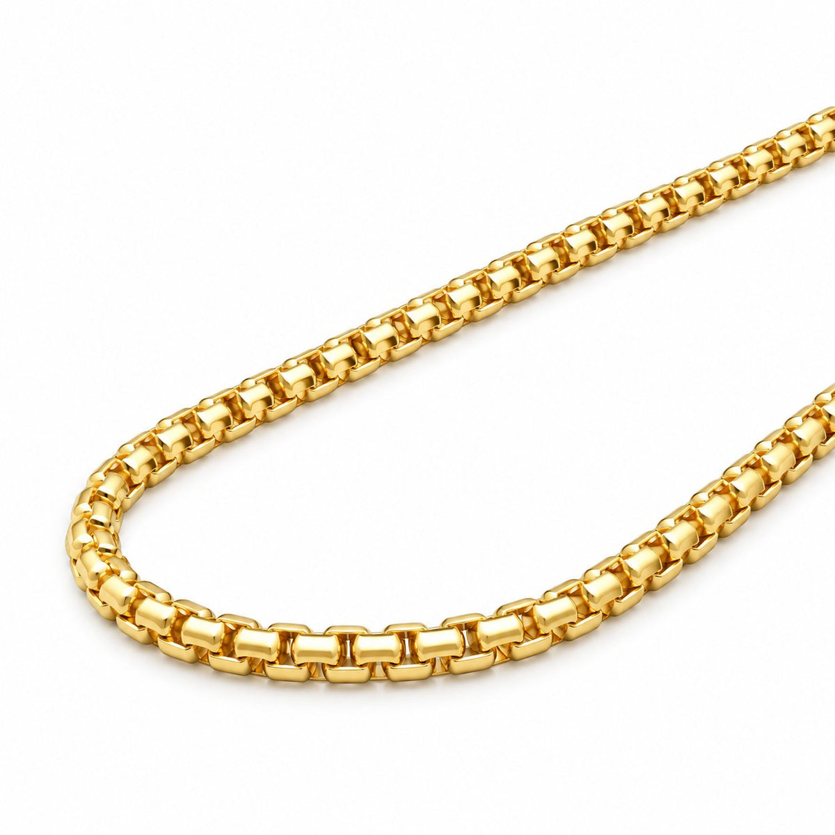 14K Yellow Gold 3mm Round Box Chain (Solid Links) 18"-30"