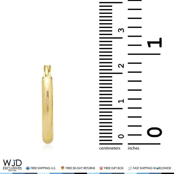 14K Yellow Gold 3mm Thick Diamond-Cut Hoop Earrings 0.8"