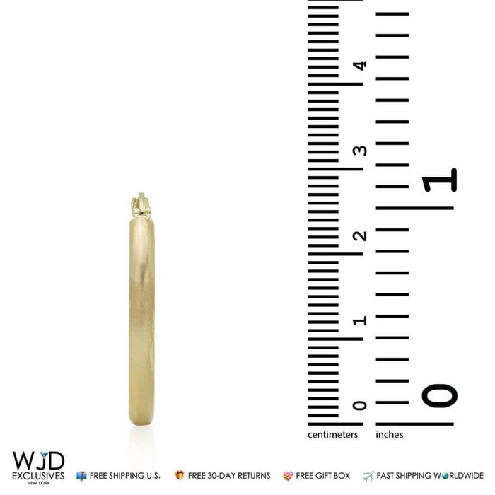 14K Yellow Gold 3mm Diamond-Cut Hoop Earrings 1"