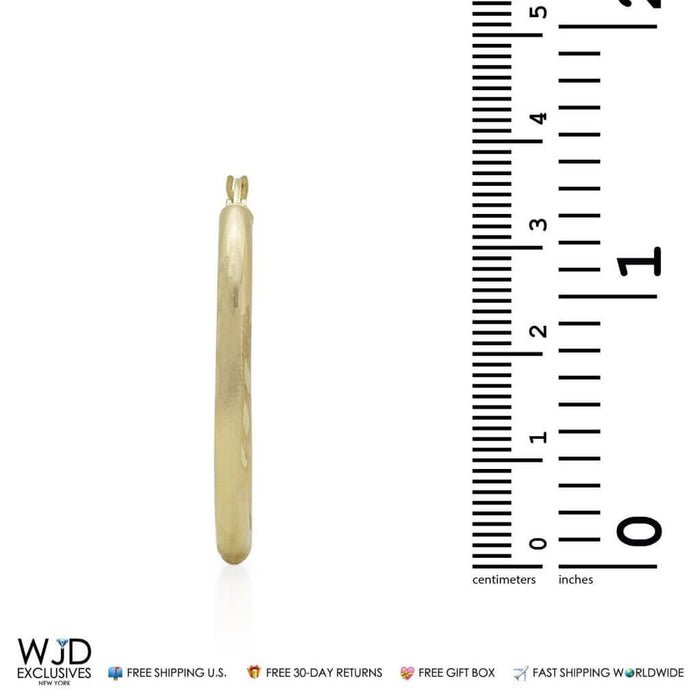 14K Yellow Gold 3mm Diamond-Cut Hoop Earrings 1.4"