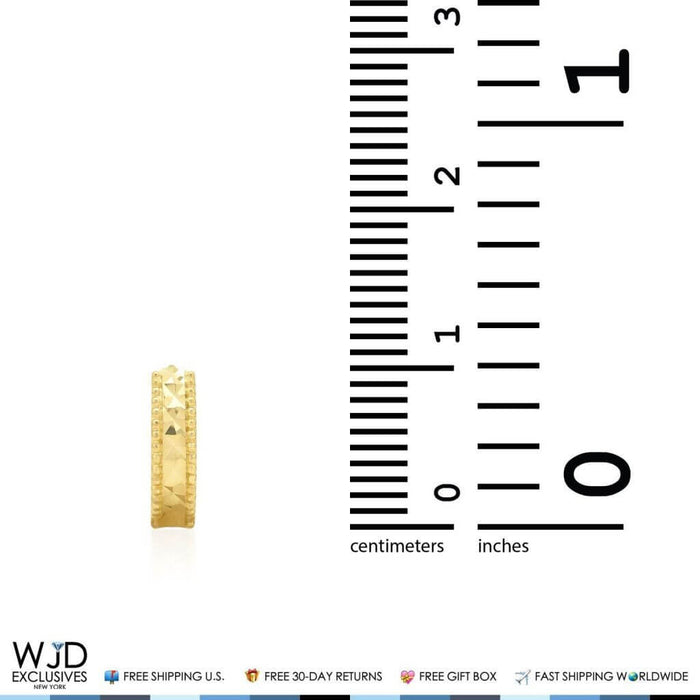 14K Yellow Gold Diamond Cut Huggie Hoop Earrings Sizes