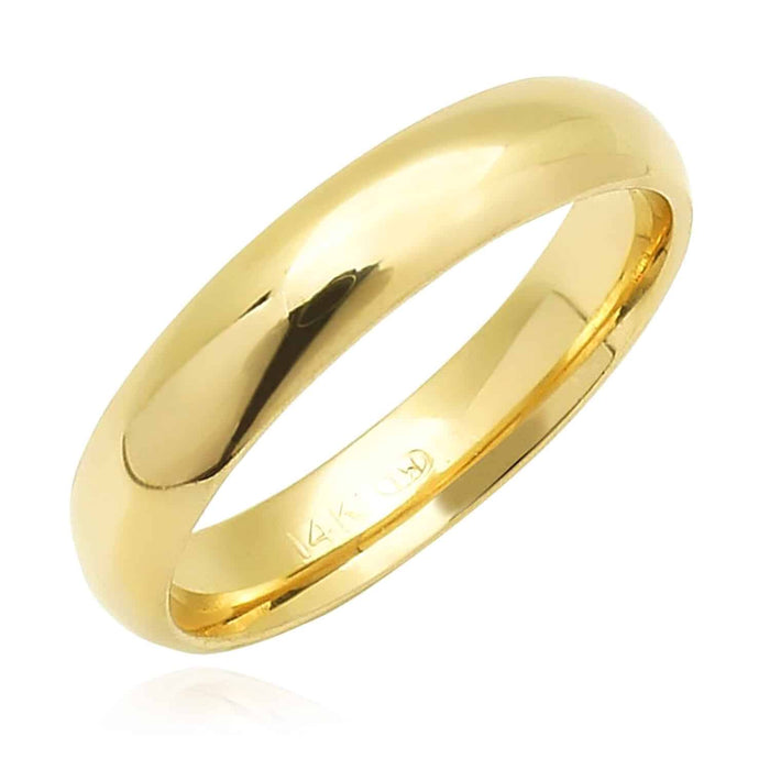 Solid 14K Yellow Gold 4mm Classic Wedding Band Ring
