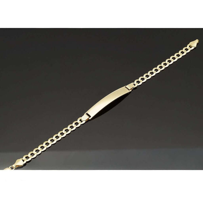 14K Yellow Gold 5.7mm Engravable Cuban Curb Personalized ID Bracelet (Hollow) 8"
