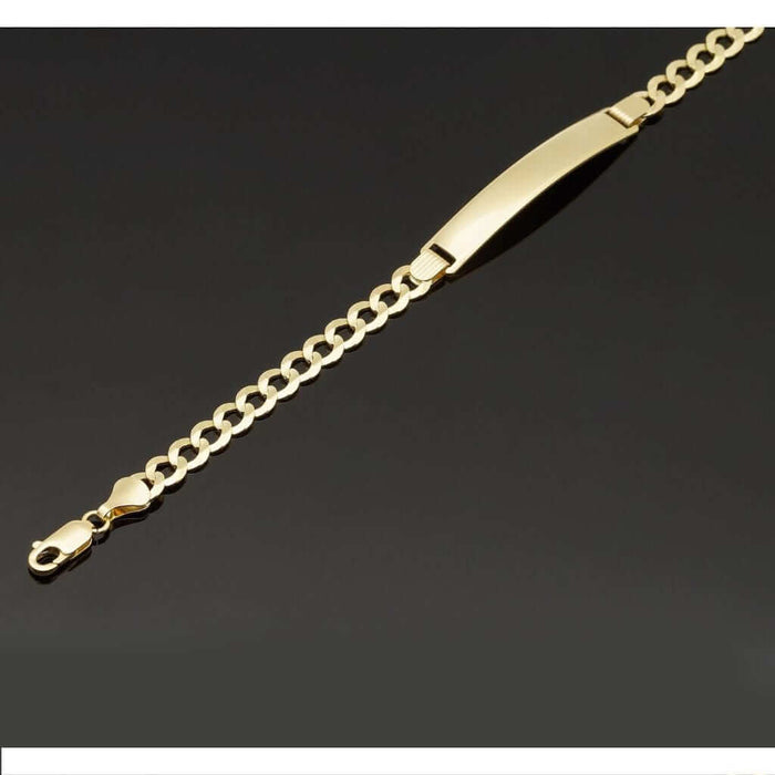 14K Yellow Gold 5.7mm Engravable Cuban Curb Personalized ID Bracelet (Hollow) 8"