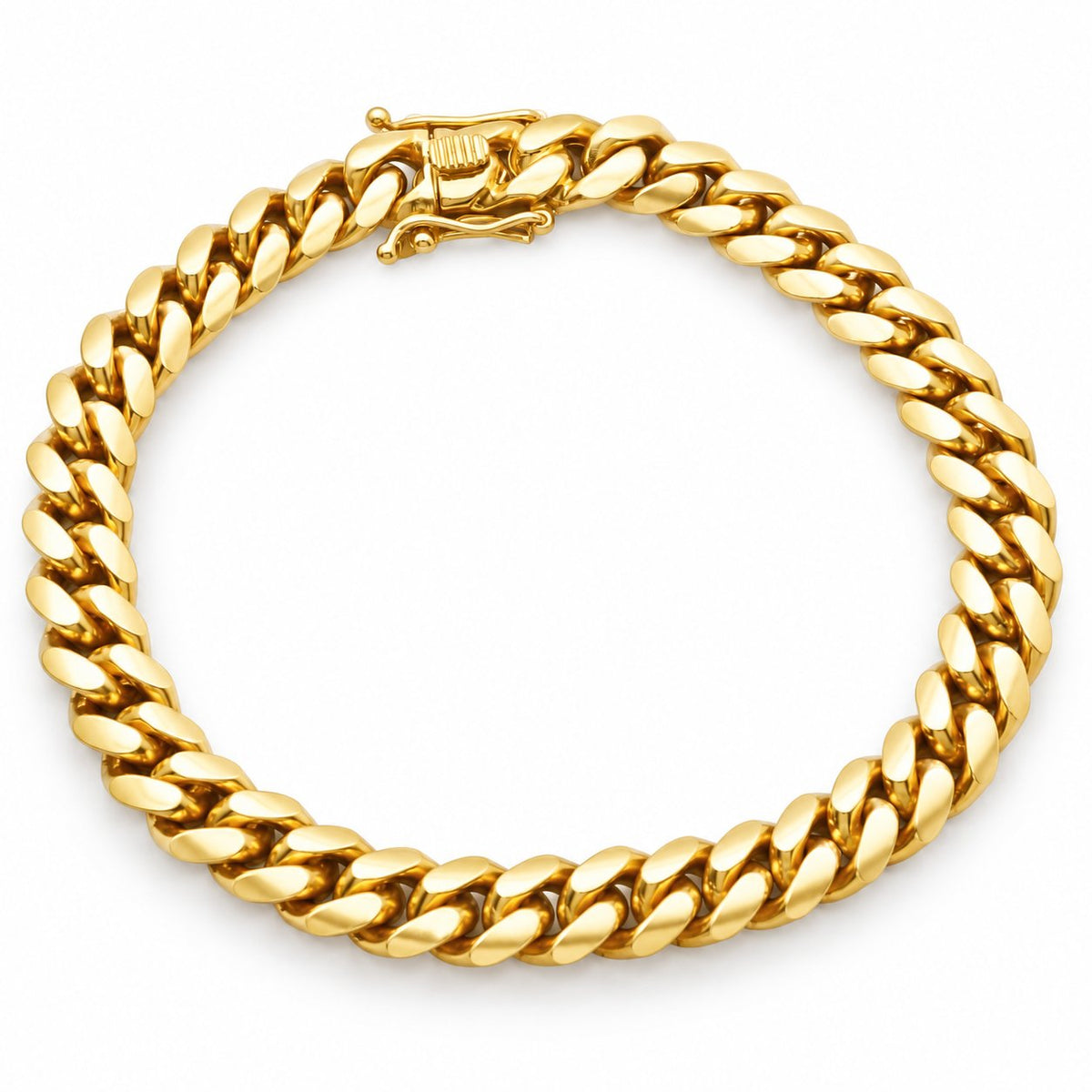 14K Yellow Gold 9mm Miami Cuban Curb Bracelet (Solid Links) 8.5"