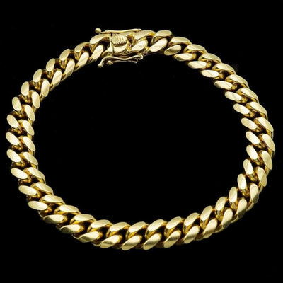 14K Yellow Gold 9mm Miami Cuban Curb Bracelet (Solid Links) 8.5"