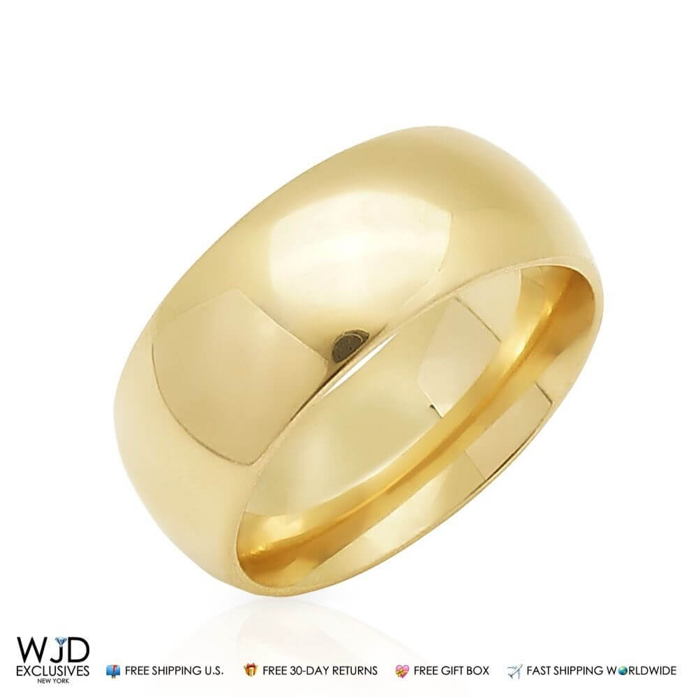 Solid 14K Yellow Gold 9mm Classic Wedding Band Ring