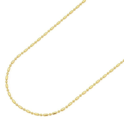14K Yellow Gold 1.1mm Ball & Bar Beaded Chain (Solid Links) 16"-20"