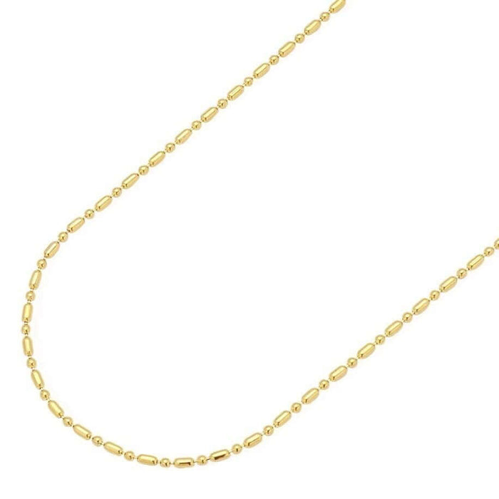 14K Yellow Gold 1.1mm Ball & Bar Beaded Chain (Solid Links) 16"-20"