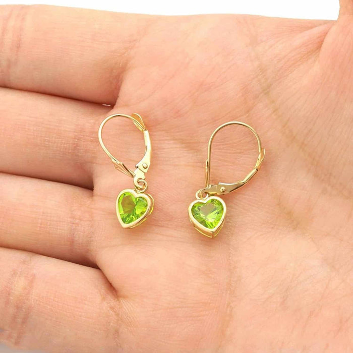 14K Yellow Gold Bezel Set Shaped Birthstone Dangle Leverback Earrings