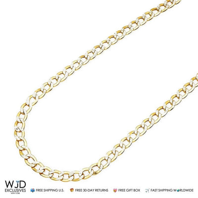 14K Yellow Gold 4.5mm Diamond-Cut Cuban Curb Chain (Hollow) 18"-28"