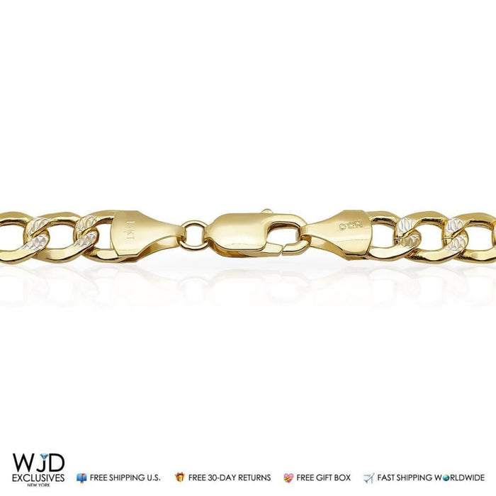 14K Yellow Gold 6.7mm Diamond-Cut Cuban Curb Chain (Hollow) 20"-28"