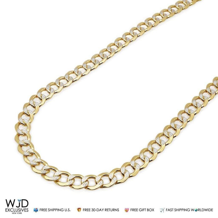 14K Yellow Gold 6.7mm Diamond-Cut Cuban Curb Chain (Hollow) 20"-28"