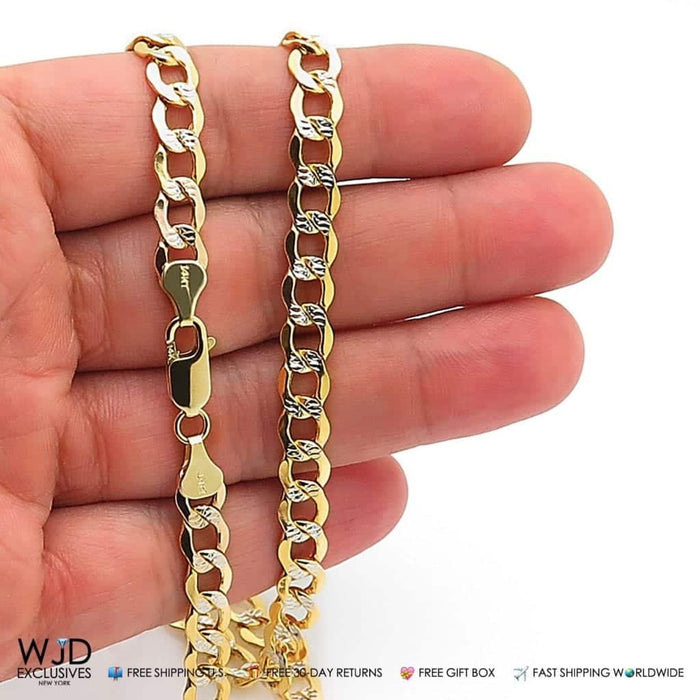 14K Yellow Gold 6mm Diamond-Cut Cuban Chain (Hollow) 20"