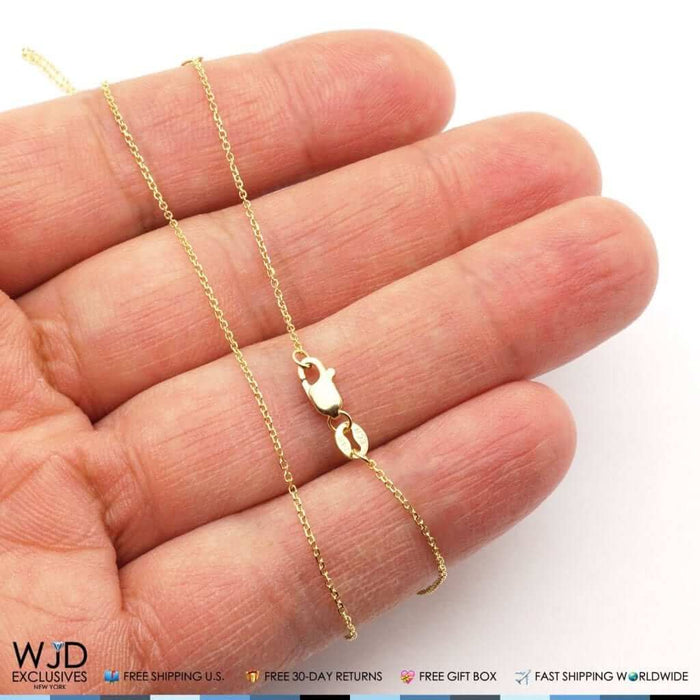 14K Yellow Gold 1mm Diamond-Cut Cable Chain (Solid Links) 16"-18" Adjustable