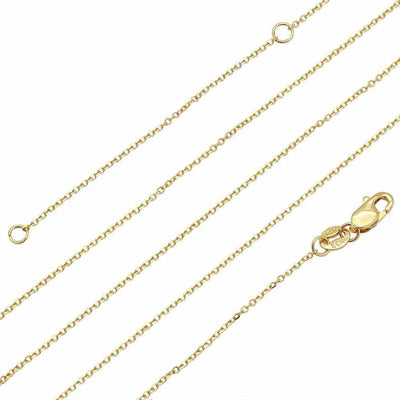 14K Yellow Gold 1mm Diamond-Cut Cable Chain (Solid Links) 16"-18" Adjustable