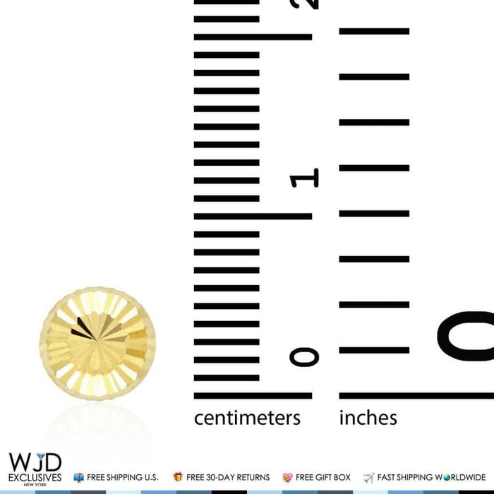 Solid 14K Yellow Gold Diamond-Cut Half Ball Stud Earrings 6mm