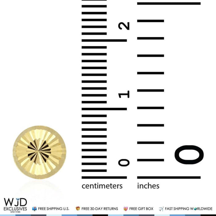 14K Yellow Gold Diamond-Cut Half Ball Stud Round Earrings 8mm