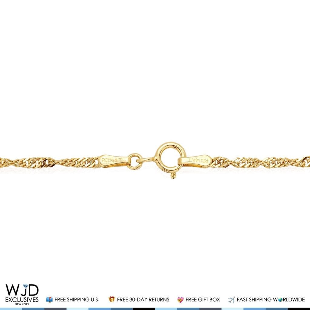 14K Solid Yellow Gold Diamond Cut 1.7mm Singapore Twisted Chain Necklace 16"-20"