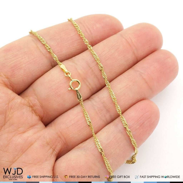 14K Yellow Gold Diamond-Cut 1.7mm Singapore Twisted Chain (Solid Links) 16"-20"