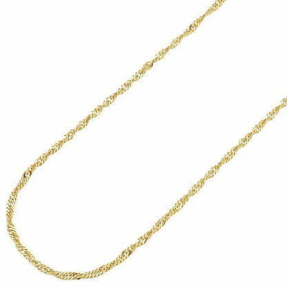 14K Solid Yellow Gold Diamond Cut 1.7mm Singapore Twisted Chain Necklace 16"-20"