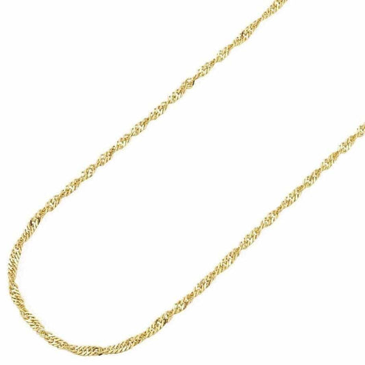 14K Solid Yellow Gold Diamond Cut 1.7mm Singapore Twisted Chain Necklace 16"-20"