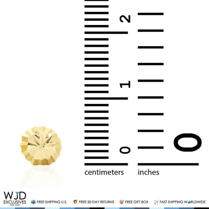 14K Yellow Gold Diamond-Cut Stud Earrings 6mm Round Circle Ball