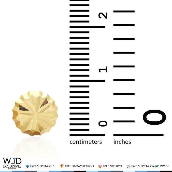 14K Yellow Gold Diamond-Cut Stud Earrings 8mm Round Round Ball