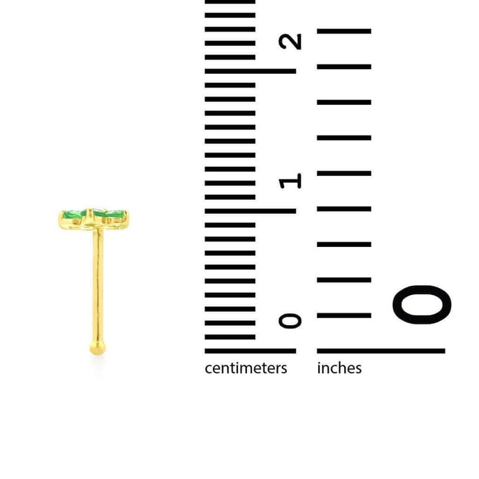 14K Gold Birthstone Flower Nose Bone Stud Ring 20G