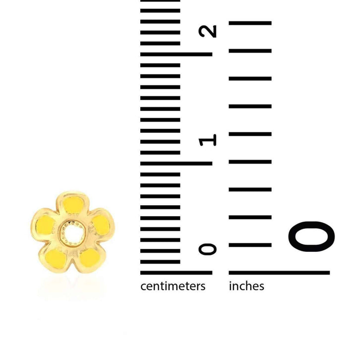 Kids 14K Gold White Pink Blue Green Red Purple Yellow Flower Stud Earrings