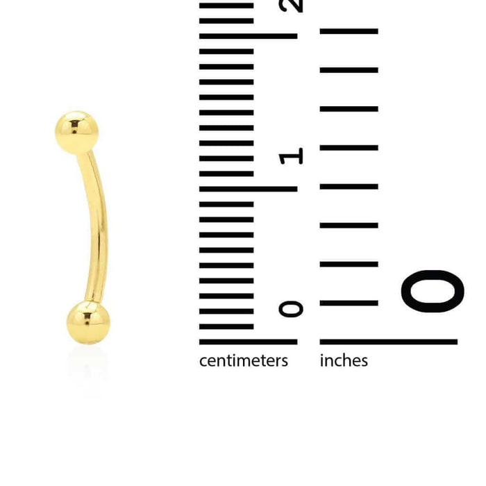 14K White Gold Curved 16G 0.4" Barbell Eyebrow Ring