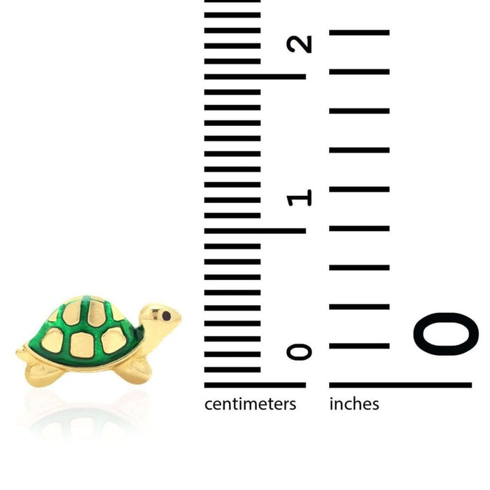 14K Yellow Gold Green Pink Red Blue Enamel Turtle Baby Screw Back Stud Earrings