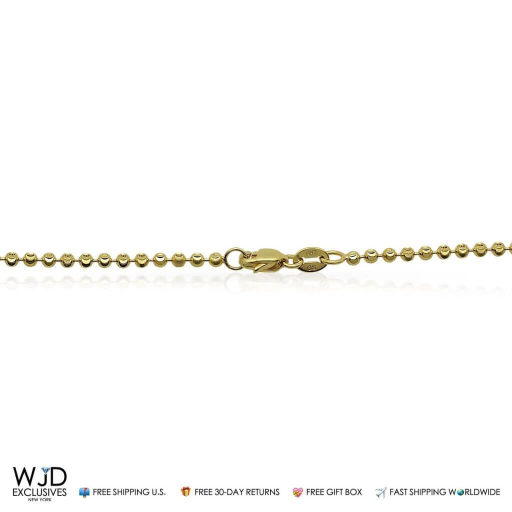 14K Yellow Gold Moon-Cut 3mm Bead Ball Chain (Hollow) 22"-30"