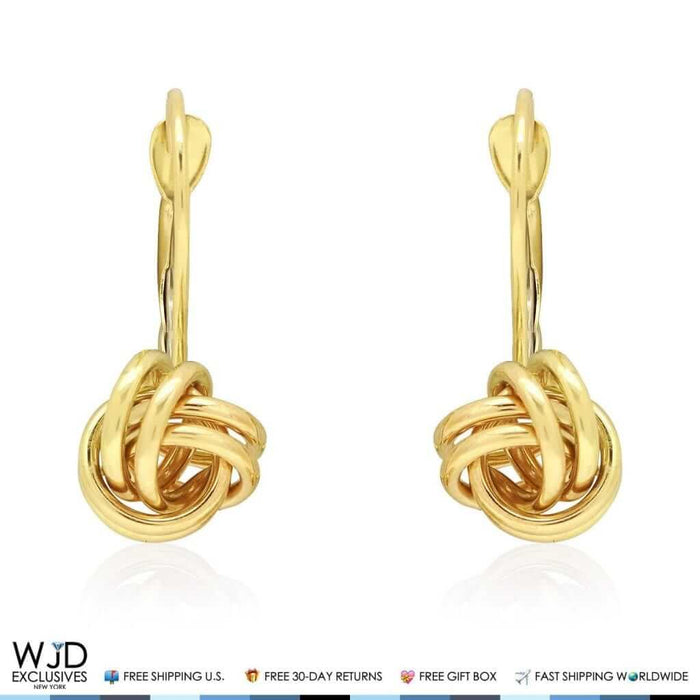14K Yellow Gold White Gold Love Knot Lever Back Earrings 8mm