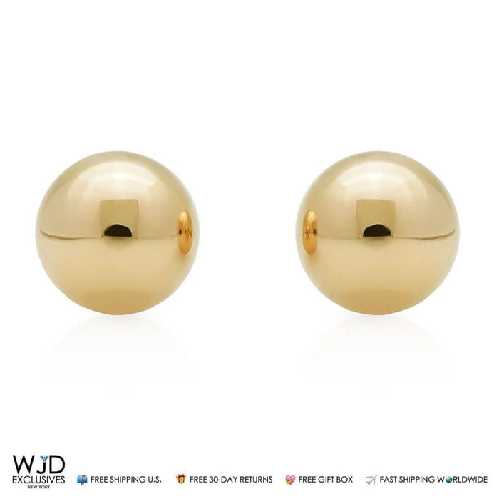 14K Yellow Gold Ball Push Back Round Stud Earrings 7mm