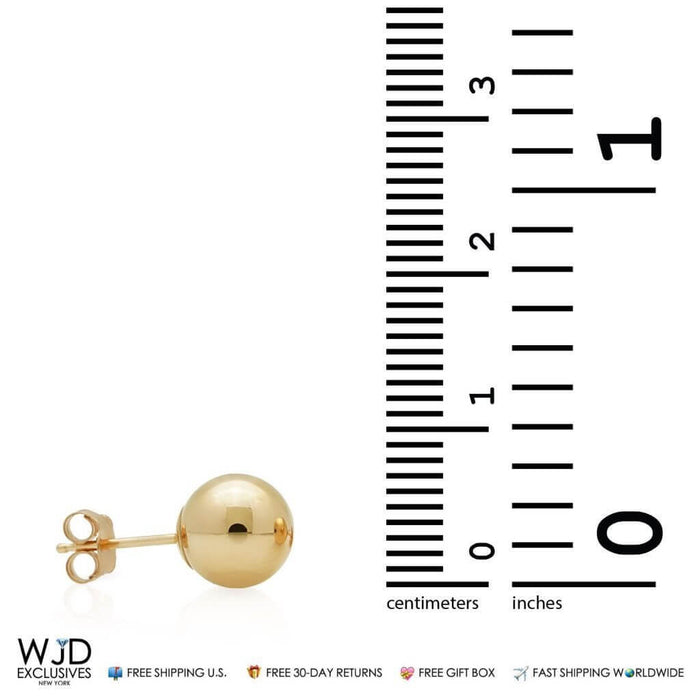 14K Yellow Gold Ball Push Back Round Stud Earrings 7mm