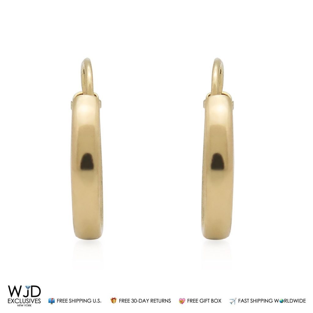 14K Solid Yellow Gold 19mm Diameter Hoop Earrings