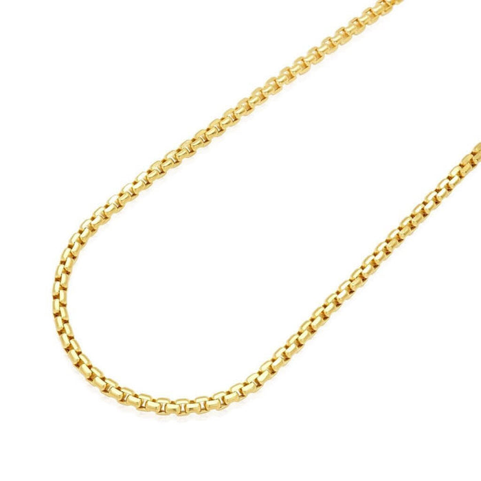 14K Yellow Gold 3.5mm Round Box Chain (Solid Links) 20"-30"