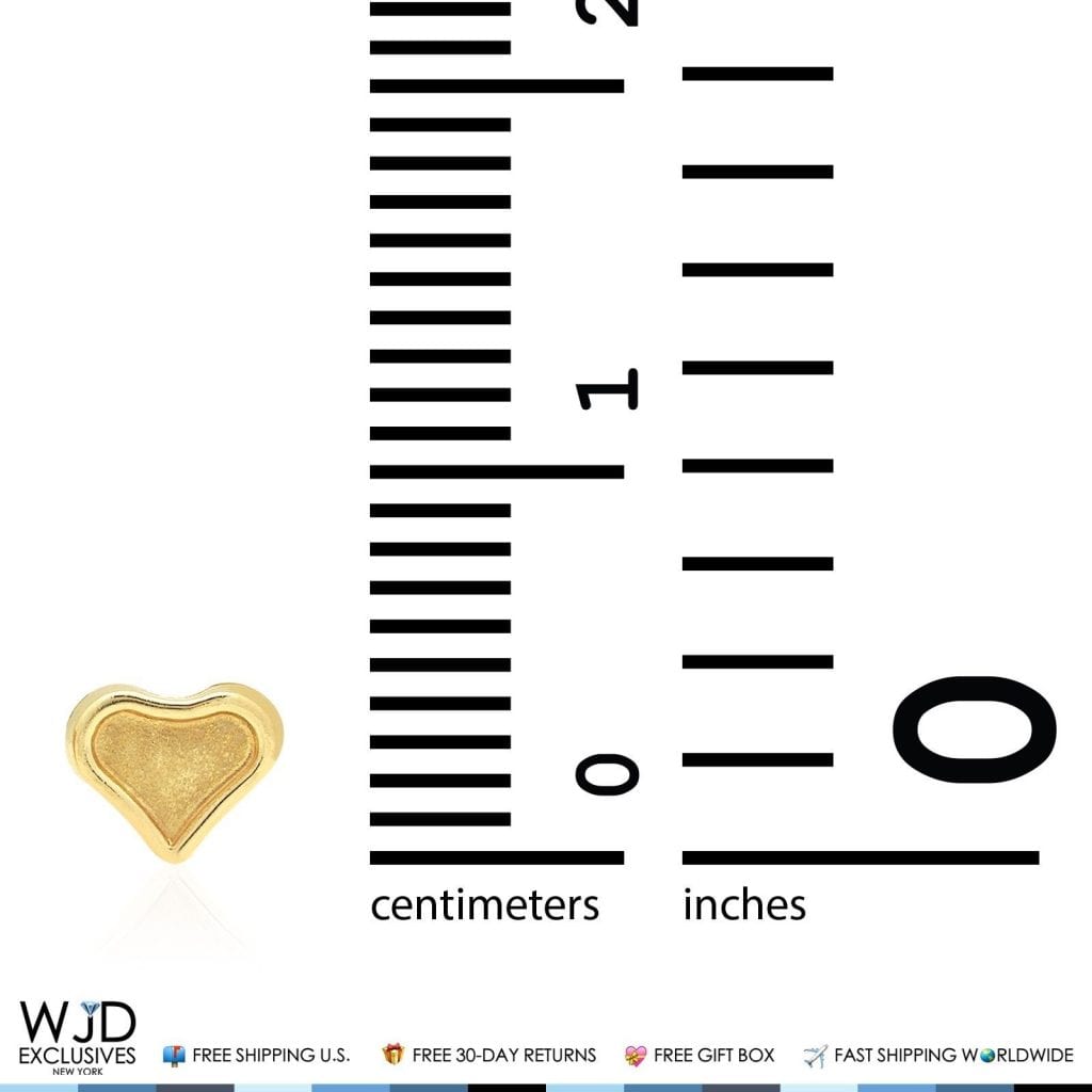 14K Solid Yellow Gold Matte Heart Baby Screw Back Stud Kids Earrings
