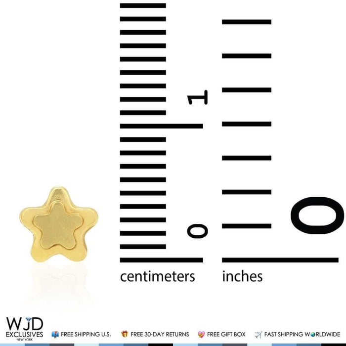 14K Yellow Gold Matte Star Baby Screw Back Stud Kids Earrings